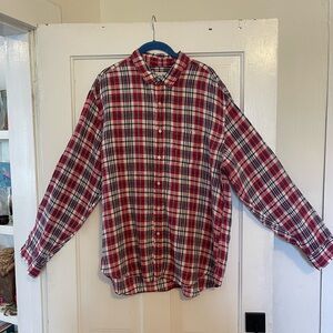 Frank & Eileen Mens Don Linen Red White Blue Plaid EUC Long Sleeve Shirt Sz XXL